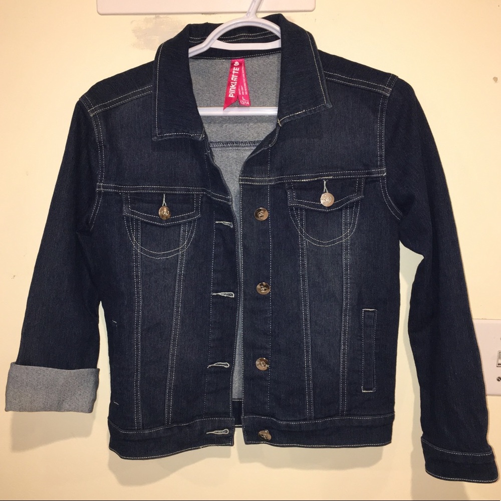 PinkLatte girls stretch denim jean jacket - size 12